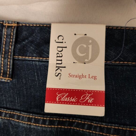 NWT CJ Banks Stretch Mid Rise Classic Fit Jeans 32W Petite 52x28 Blue NEW - Picture 11 of 12
